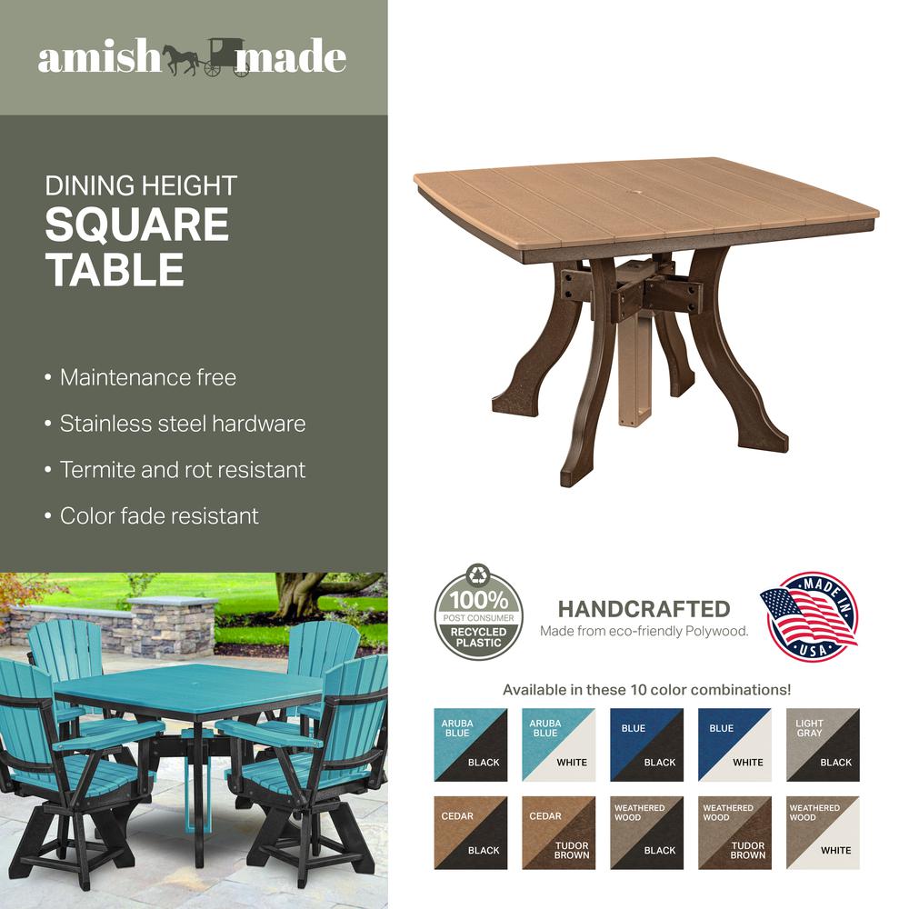 Dining Height Square Table in Weatherwood with a White Base. Picture 3
