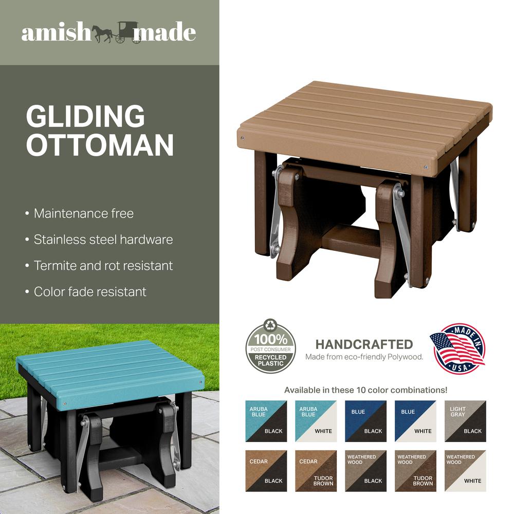 Gliding Ottoman in Weatherwood and White. Picture 4