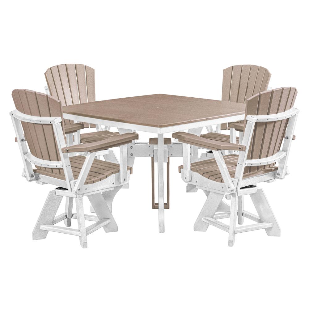 Five Piece Square Dining Height Dining Set in Weatherwood with a White Base. Picture 1