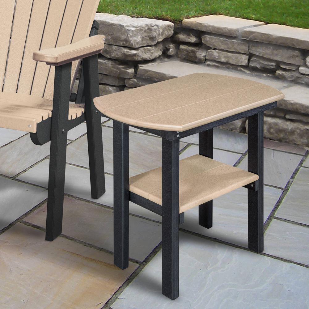 OS Home and Office Model 525WWBK Oval End Table in Weatherwood with a Black Base, Made in the USA. Picture 1