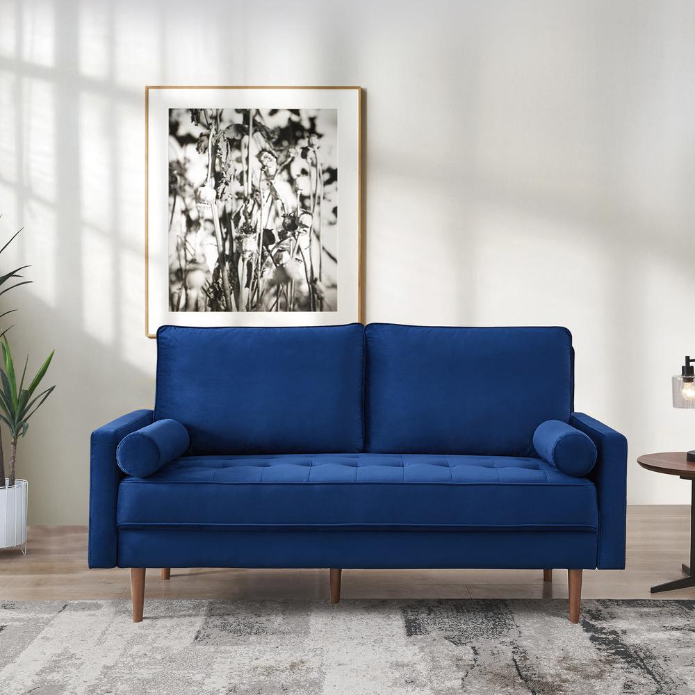 69 Inch Wide Upholstered Two Cushion Sofa with Bolster Pillows. Picture 11