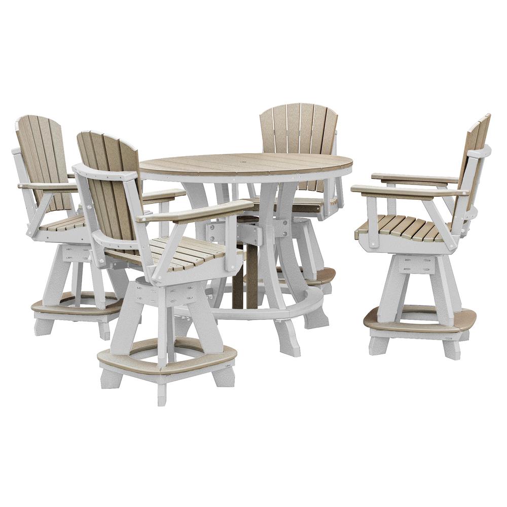 OS Home and Office Model 44R-C-WWWT Counter Height Round Table in Weatherwood with White Base. Picture 6