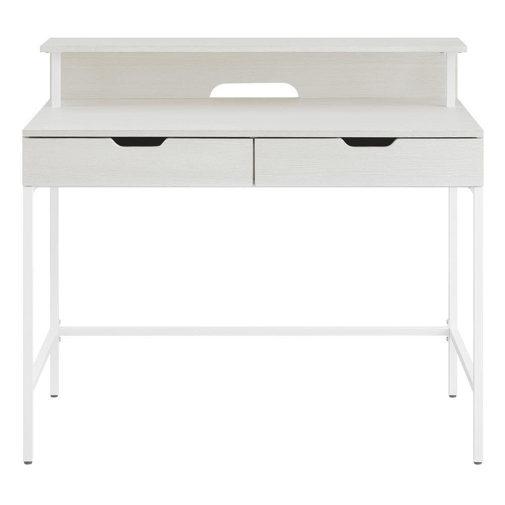 Contempo 40” Desk with 2 drawers and shelf hutch in White Oak Finish, CNT44-WK. Picture 5