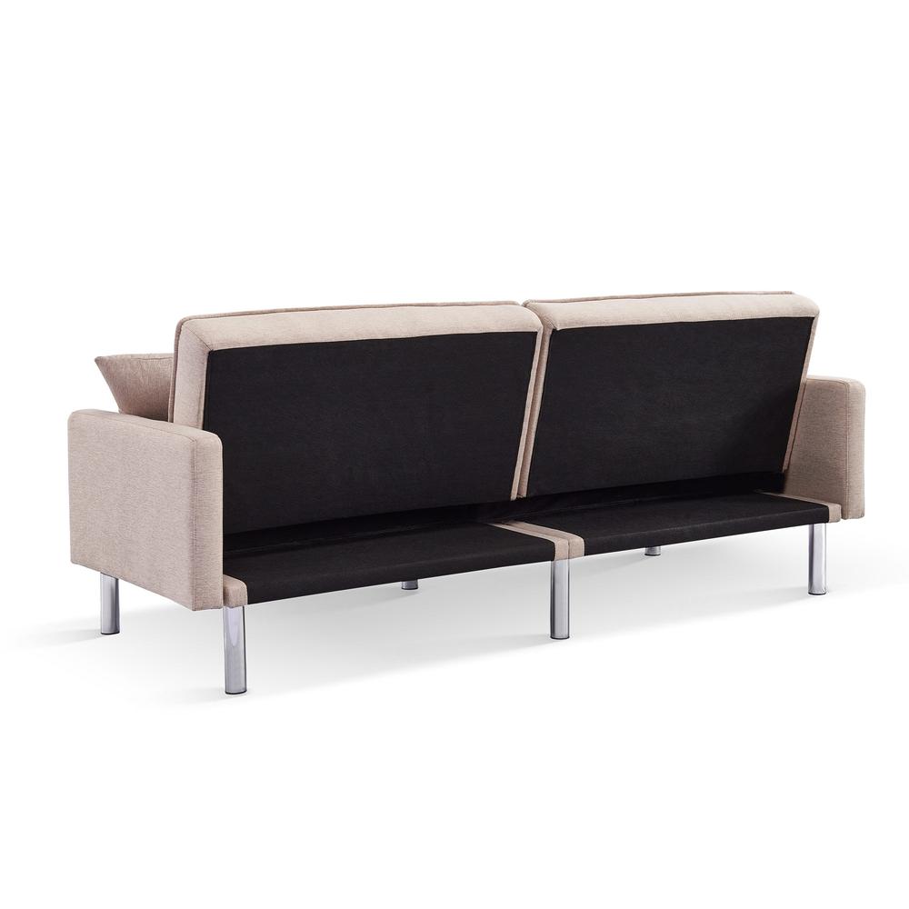 Tufted Futon Convertible Sofa Sleeper with Two Throw Pillows. Picture 13