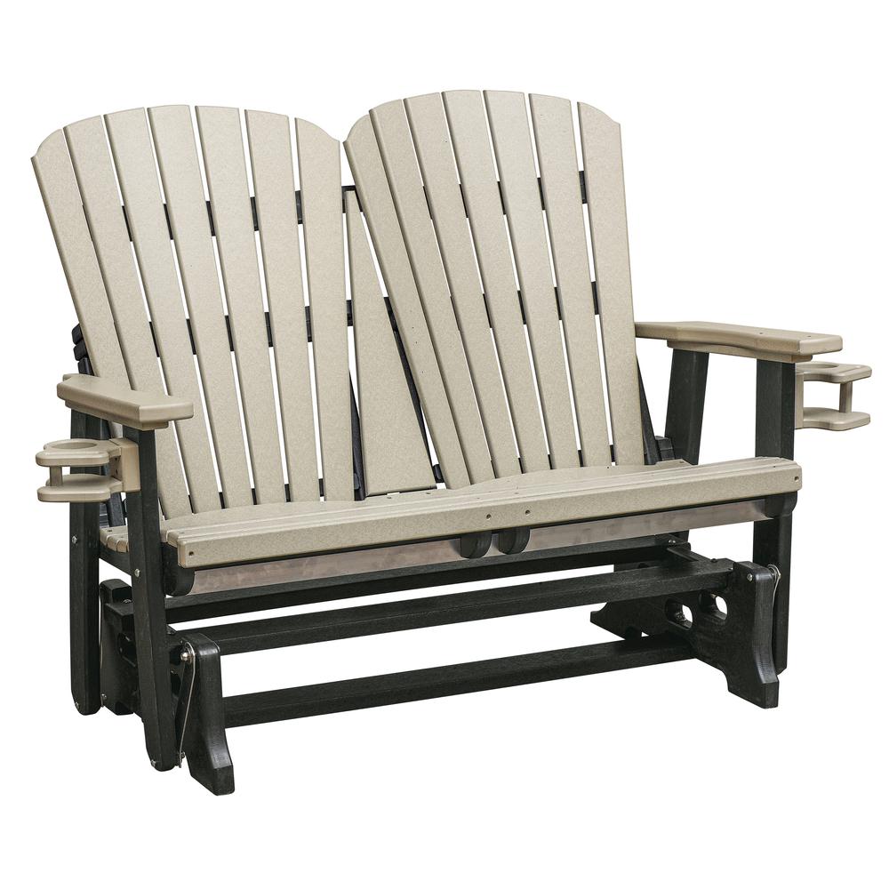 OS Home and Office Dual Fan Back Glider in Weatherwood with a Black Base. Picture 2