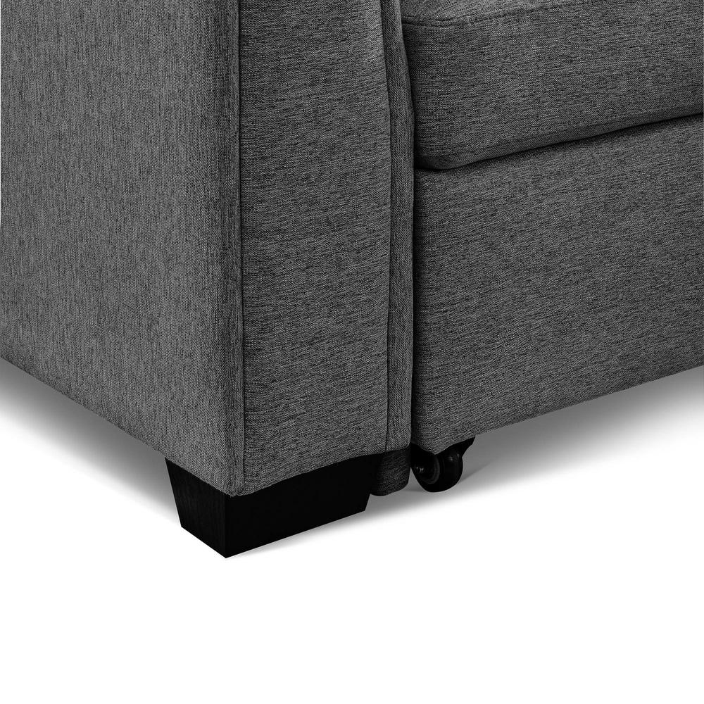 Tufted Sectional Chaise Sofa Sleeper with Storage in Dark Grey. Picture 11