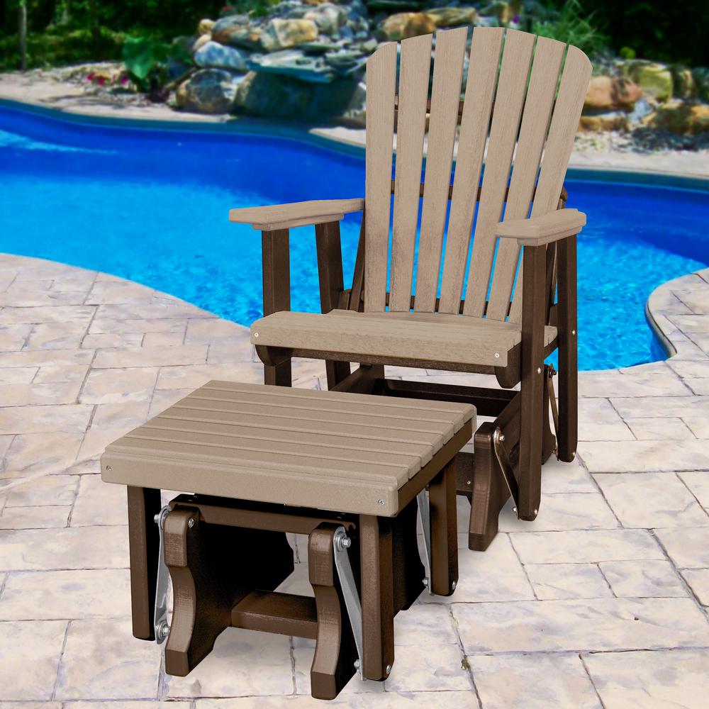 Fan Back Glider and Ottoman Glider in Weatherwood with a Tudor Brown Base. Picture 2