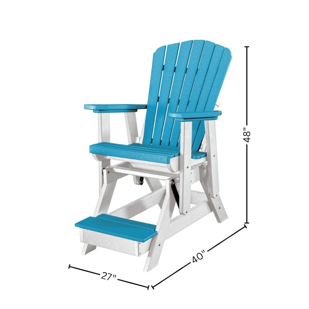 Fan Back Balcony Glider, Single Chair, Elevated Seating, All-Weather HDPE, Blue. Picture 6