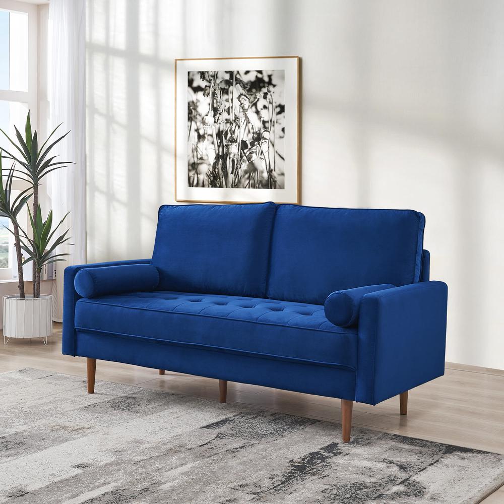69 Inch Wide Upholstered Two Cushion Sofa with Bolster Pillows. Picture 13