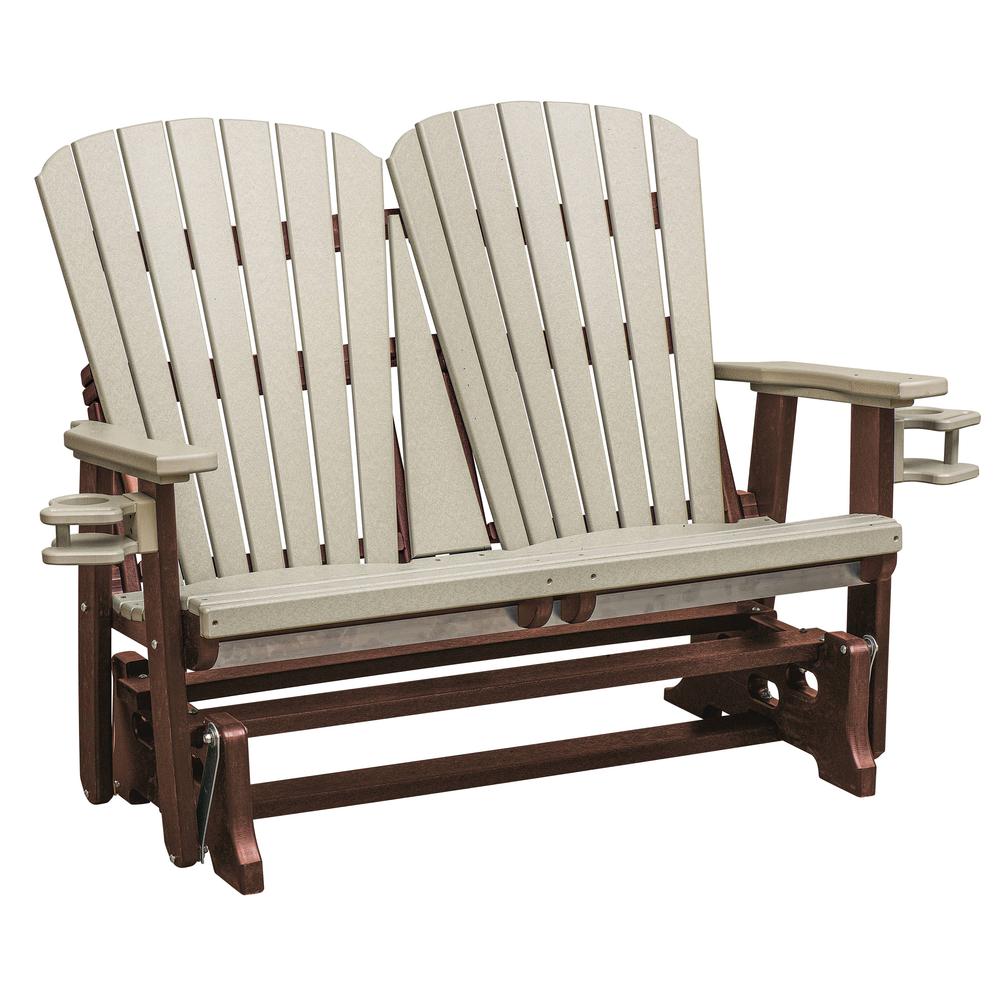 OS Home and Office Dual Fan Back Glider in Weatherwood with a Tudor Brown Base. Picture 2