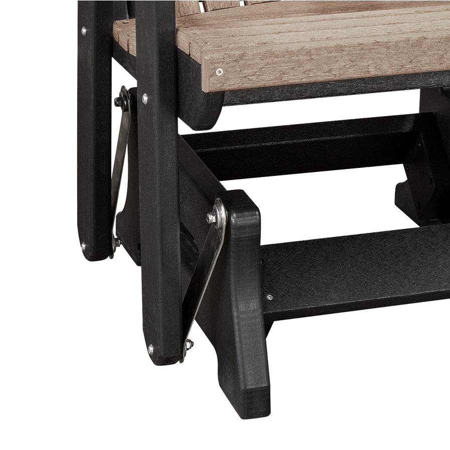 OS Home and Office Model 515WWBK-K Double Glider with Center Table in Weatherwood with a Black Base, Made in the USA. Picture 5