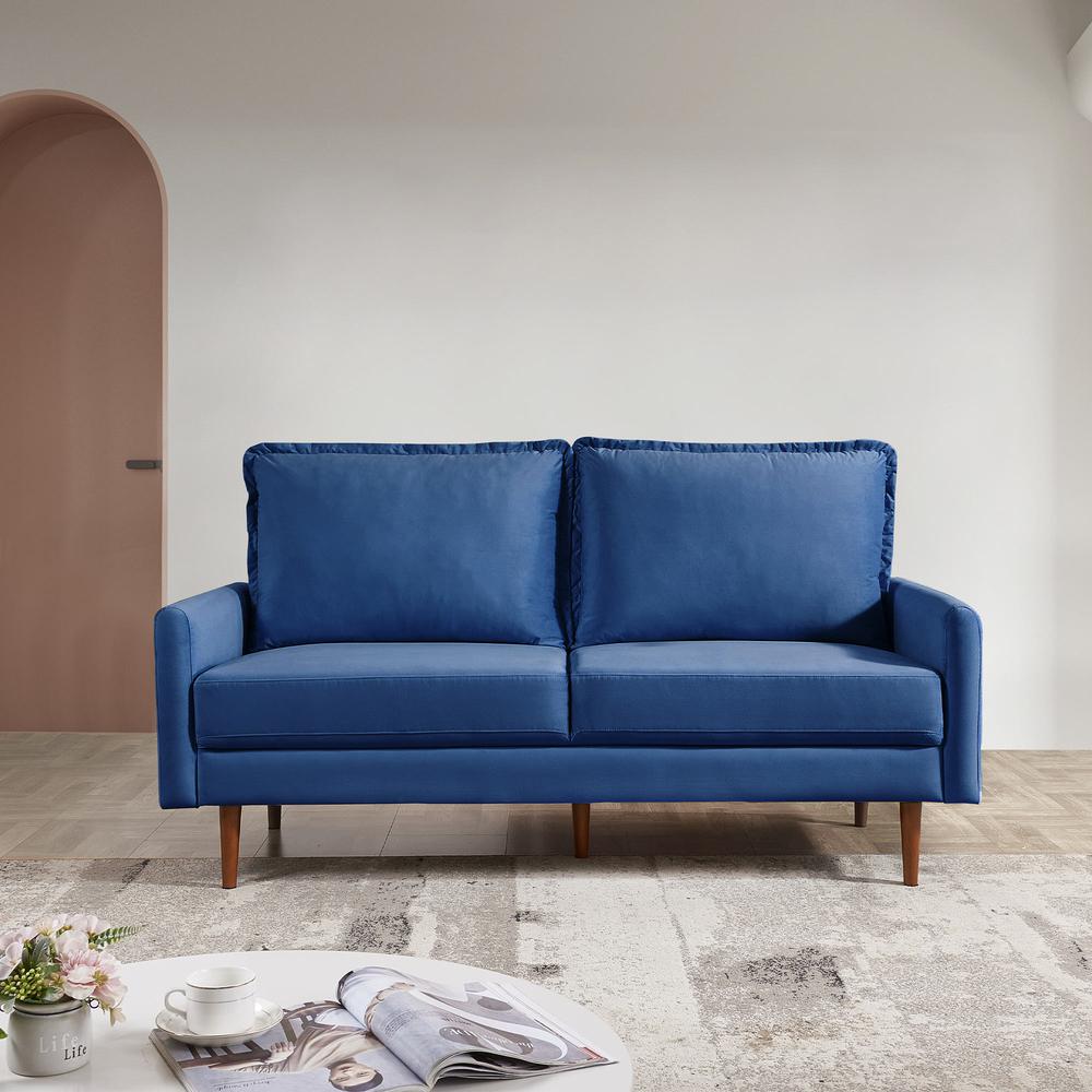 69 Inch Wide Upholstered Two Cushion Sofa with Cambered Arms. Picture 6