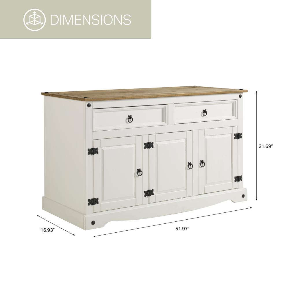 Model COW916 Cottage Series Wood Buffet Sideboard in Corona Snow. Picture 2