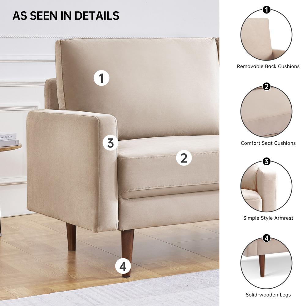 57 Inch Wide Upholstered Two Cushion Loveseat with Square Arms. Picture 4