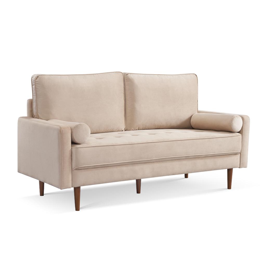 69 Inch Wide Upholstered Two Cushion Sofa with Bolster Pillows. Picture 1