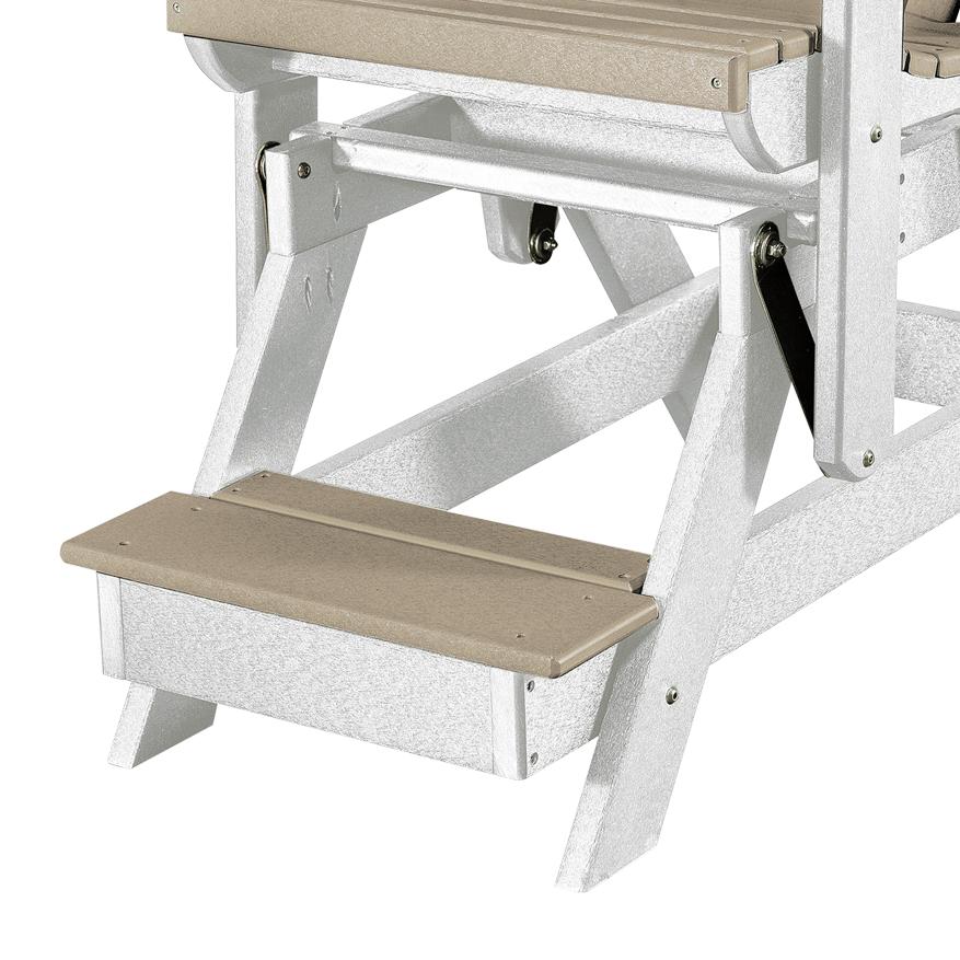 OS Home and Office Model 516WWWT Fan Back Balcony Glider in Weatherwood with a White Base, Made in the USA. Picture 4