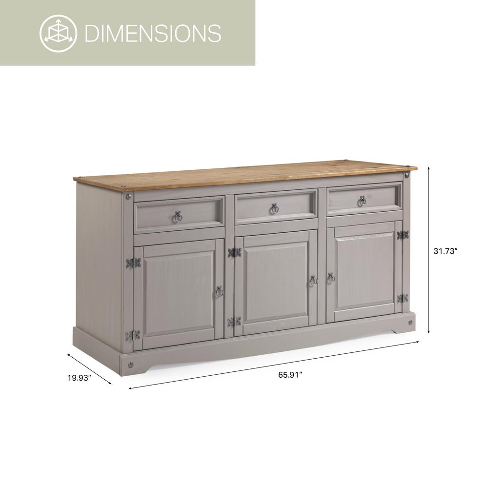 Model COG917 Cottage Series Wood Buffet Sideboard in Corona Gray. Picture 2