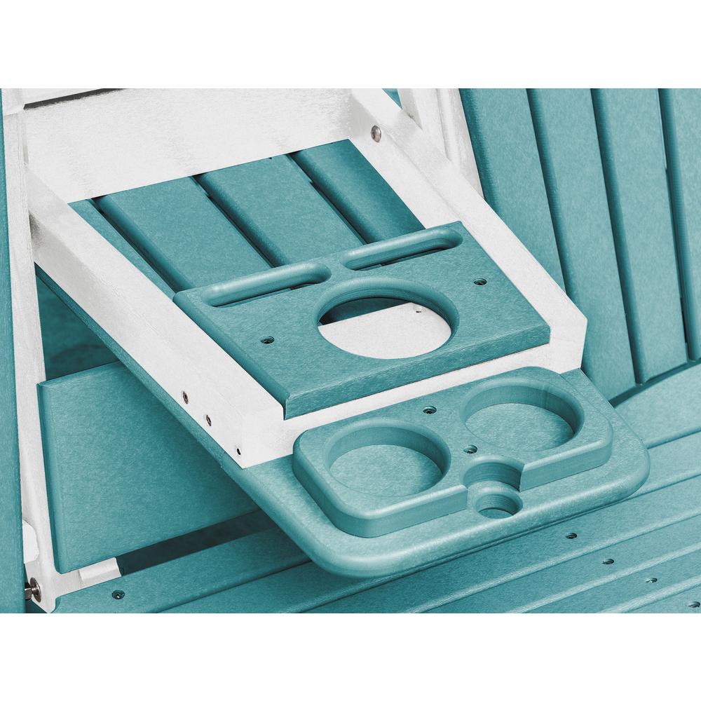 Two Seat Fan Back Glider with Drop Down Table/Cup Holder in Aruba Blue. Picture 5