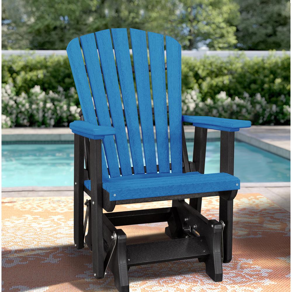 OS Home and Office Model 515BBK Fan Back Glider in Blue with a Black Base, Made in the USA. Picture 1