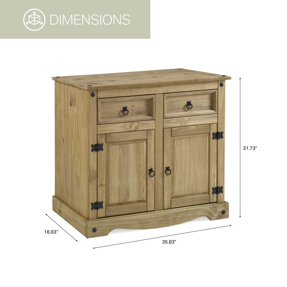 Model COR915 Cottage Series Wood Buffet Sideboard in Corona Brown. Picture 2