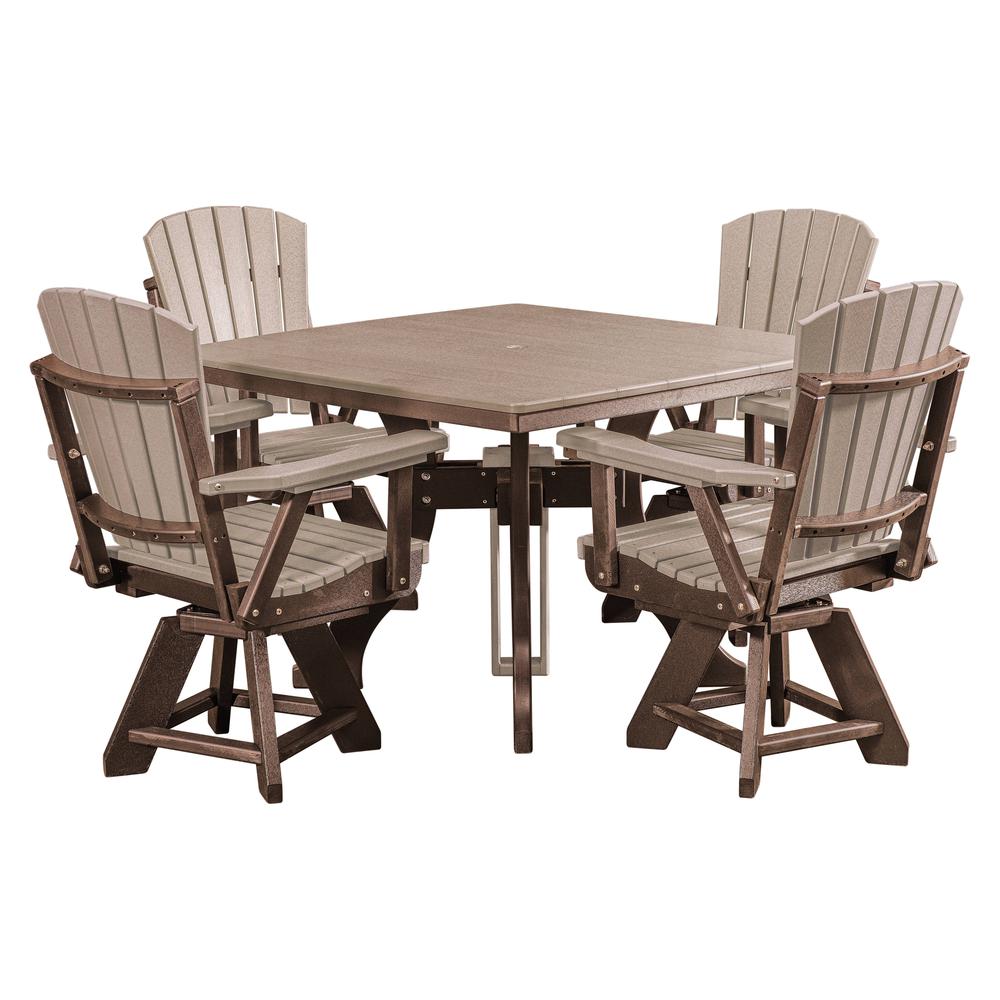 Five Piece Square Dining Height Dining Set in Weatherwood. Picture 1