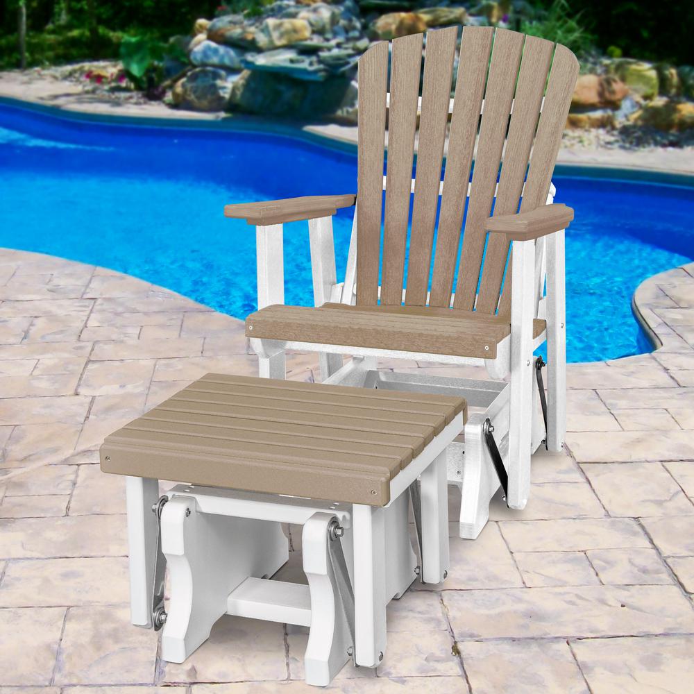 Fan Back Glider and Ottoman Glider in Weatherwood with a White Base. Picture 2