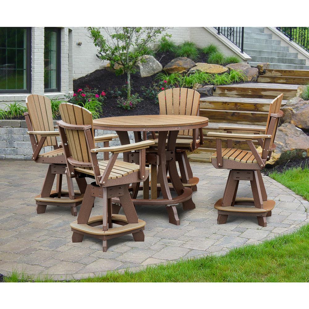OS Home and Office Model CR130CTB-K Five Piece Round Counter Height Dining Set in Cedar on a Tudor Brown Base. Picture 1