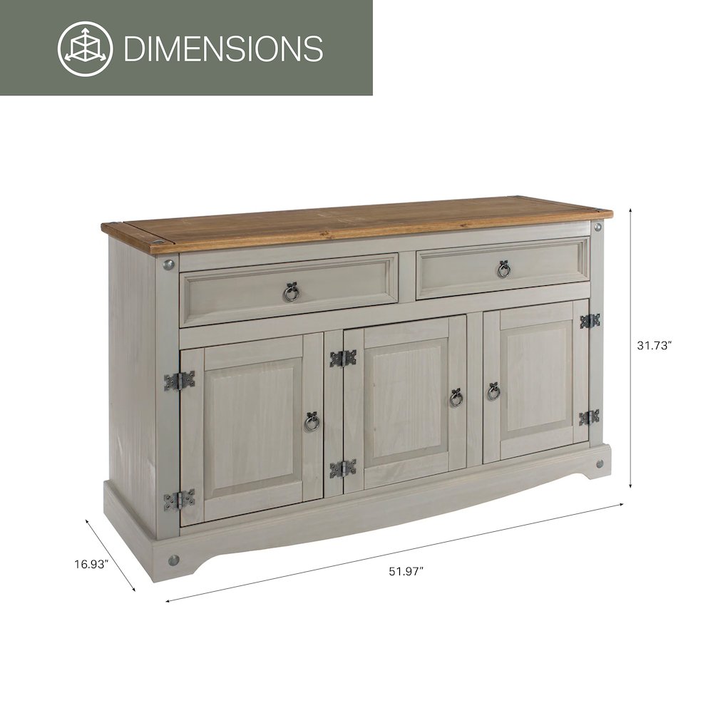 Wood Buffet Sideboard in Corona Gray. Picture 5