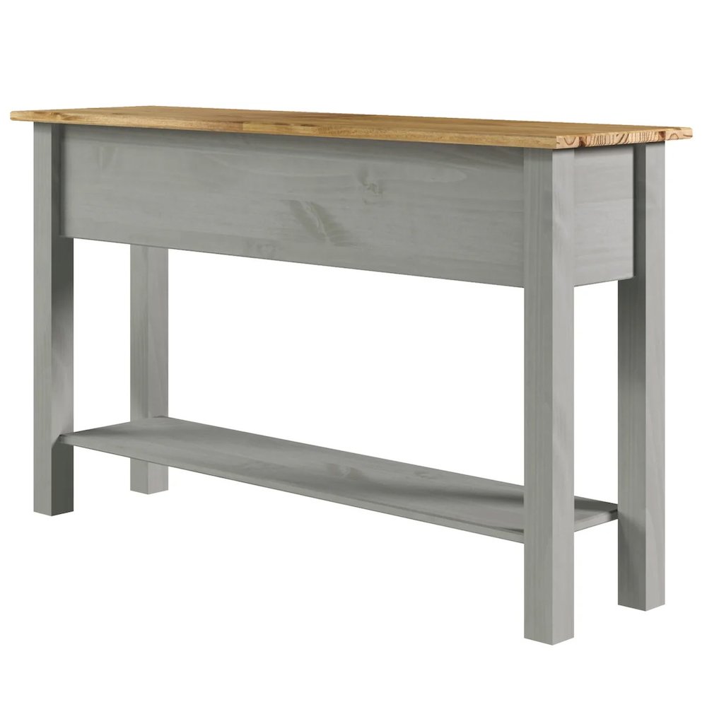 Wood Three Drawer Hall Table Console in Corona Gray. Picture 4
