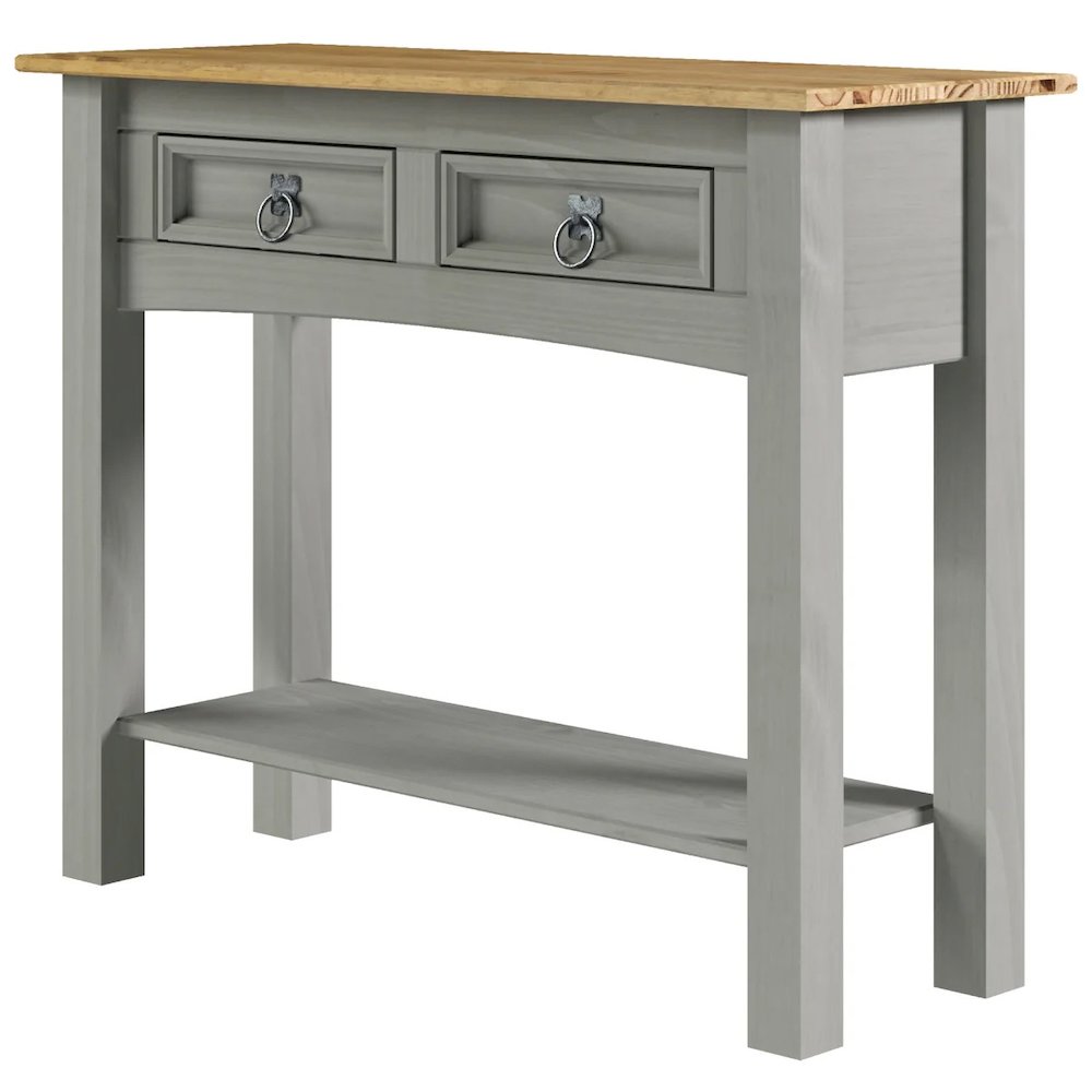 Solid Wood Two Drawer Hall Table in Corona Gray. Picture 1