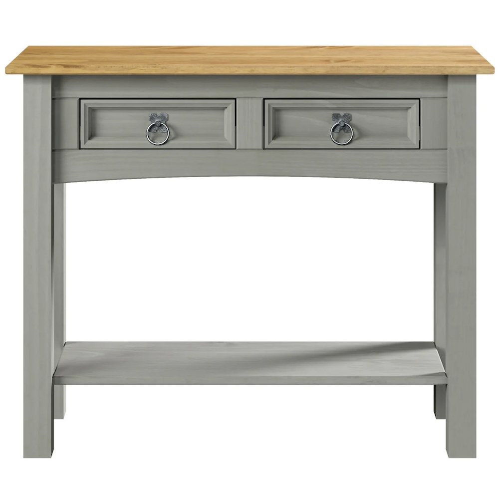 Solid Wood Two Drawer Hall Table in Corona Gray. Picture 2