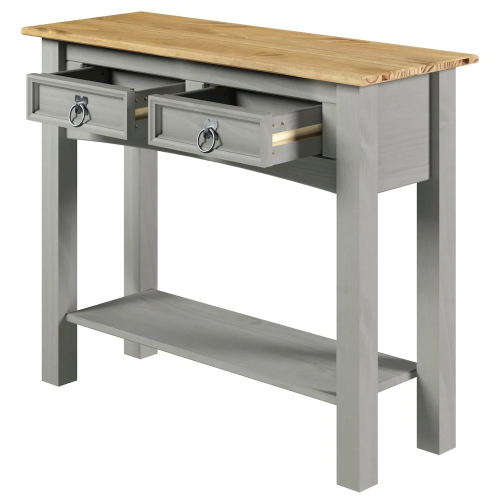 Solid Wood Two Drawer Hall Table in Corona Gray. Picture 6