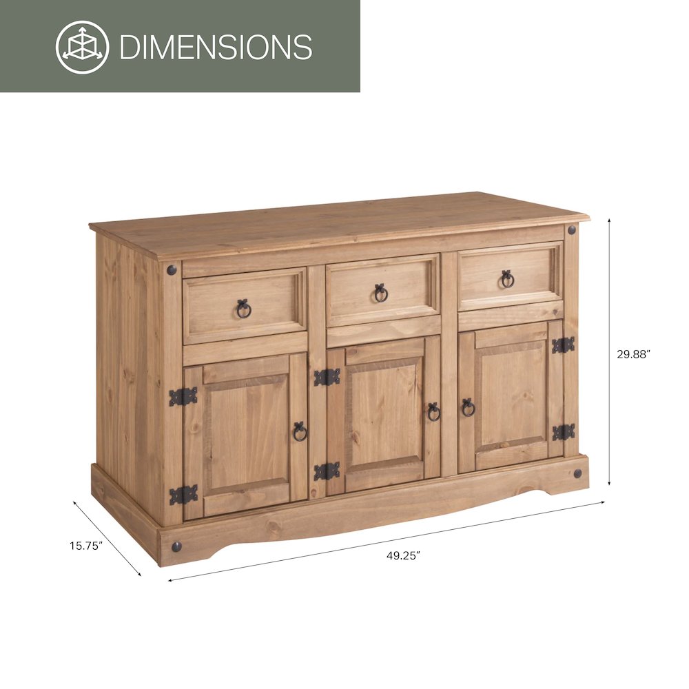 Wood Buffet Sideboard in Corona Brown. Picture 4