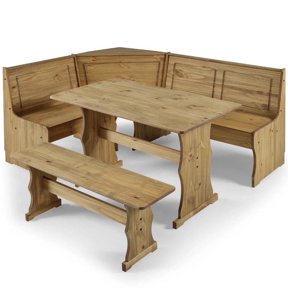 Solid Pine Corner Dining Booth in Corona Brown. Picture 1