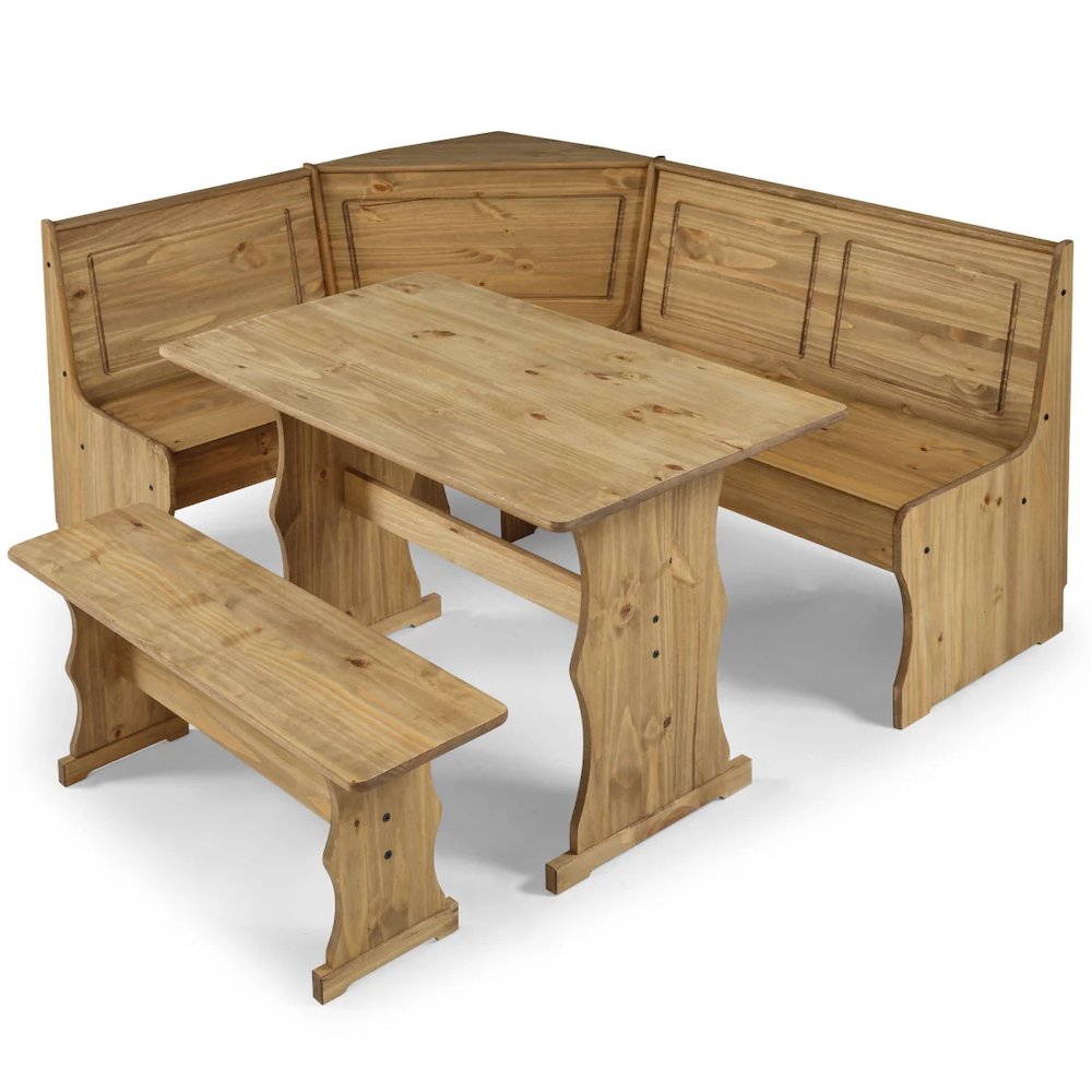 Solid Pine Corner Dining Booth in Corona Brown. Picture 2