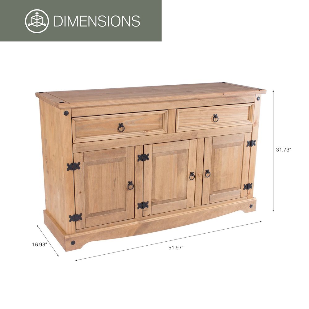 Wood Buffet Sideboard in Corona Brown. Picture 6