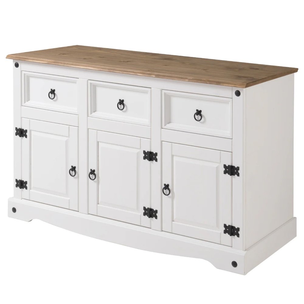Wood Buffet Sideboard in Distressed White. Picture 2