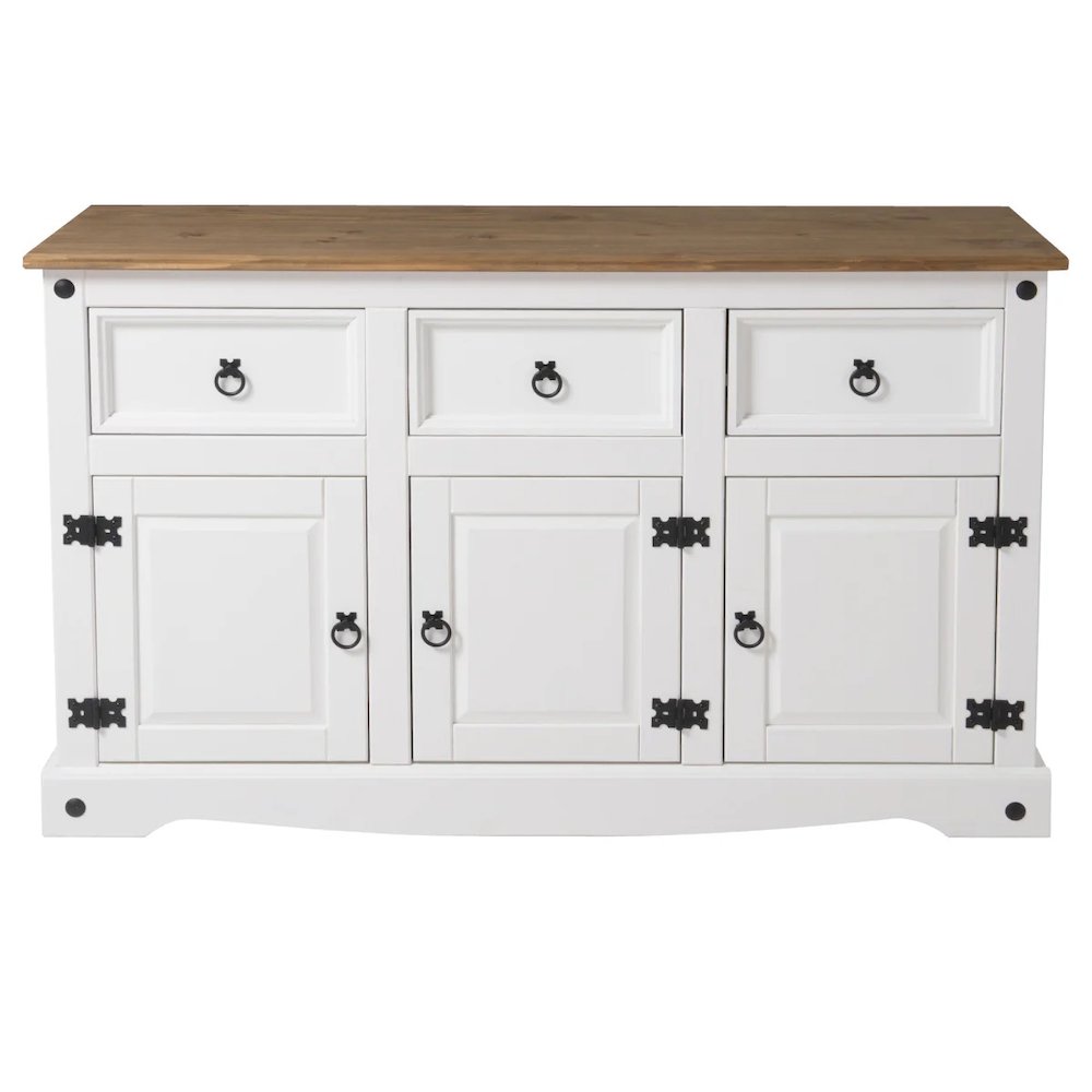 Wood Buffet Sideboard in Distressed White. Picture 6