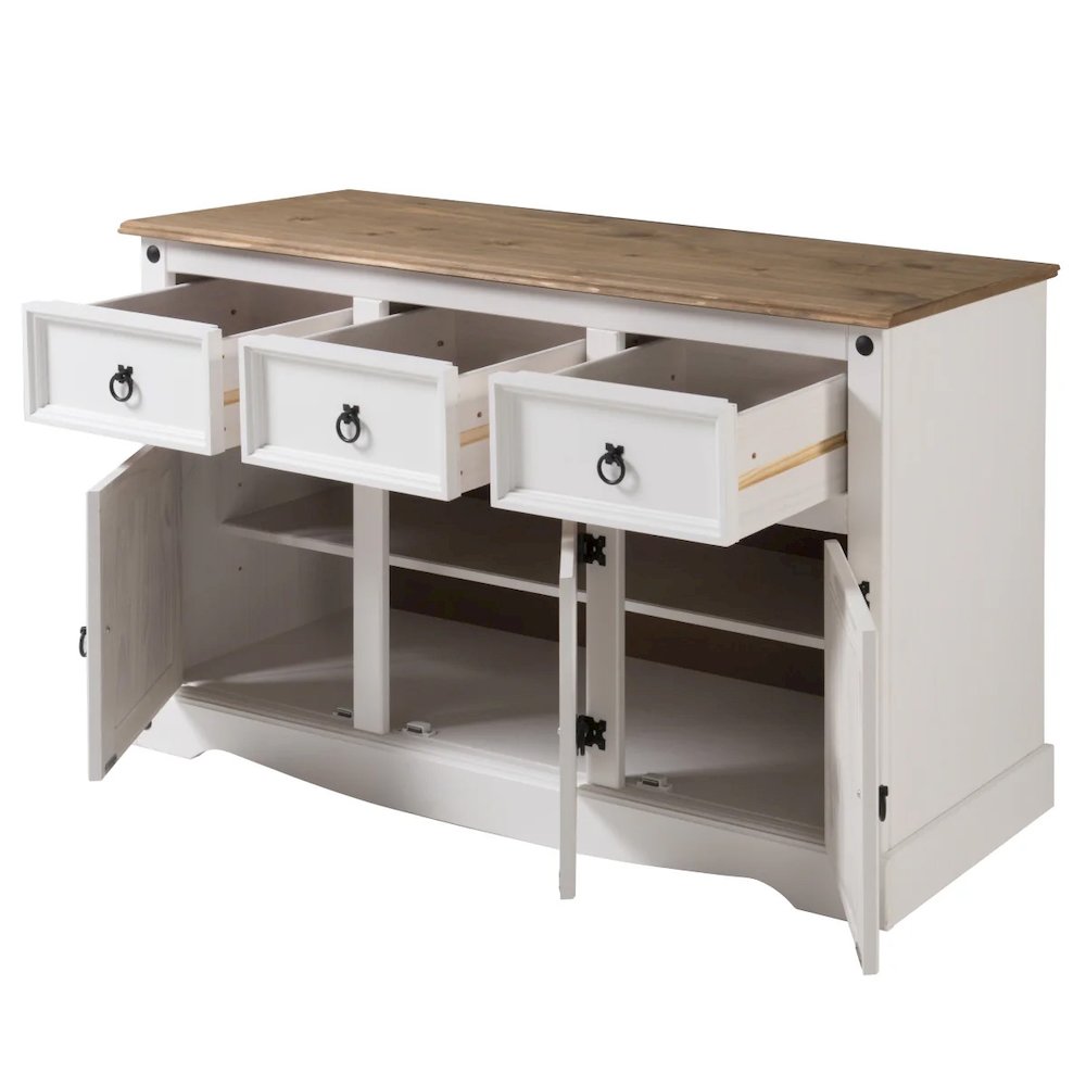 Wood Buffet Sideboard in Distressed White. Picture 8