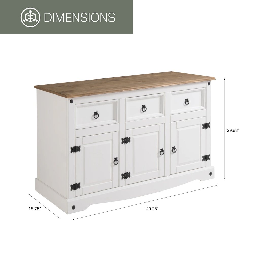 Wood Buffet Sideboard in Distressed White. Picture 7