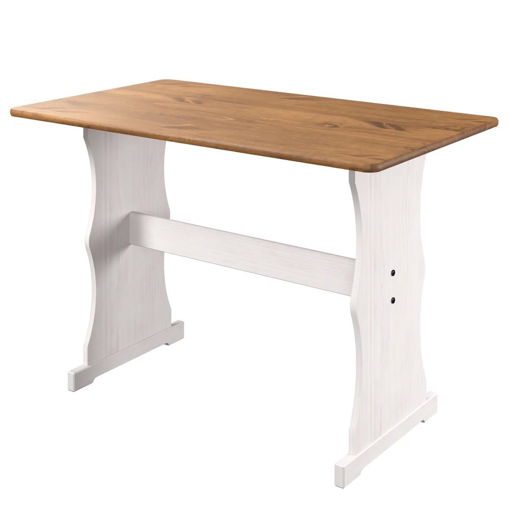 Solid Pine Corner Dining Booth in Distressed White. Picture 3