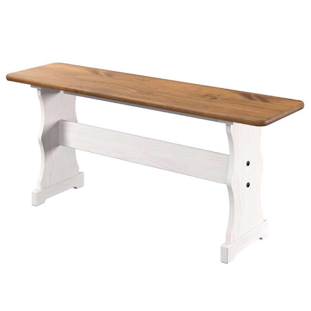 Solid Pine Corner Dining Booth in Distressed White. Picture 4