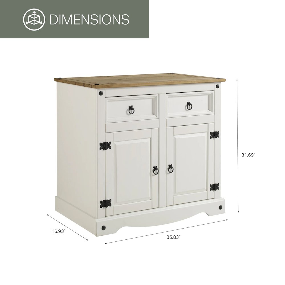Wood Buffet Sideboard in Distressed White. Picture 5