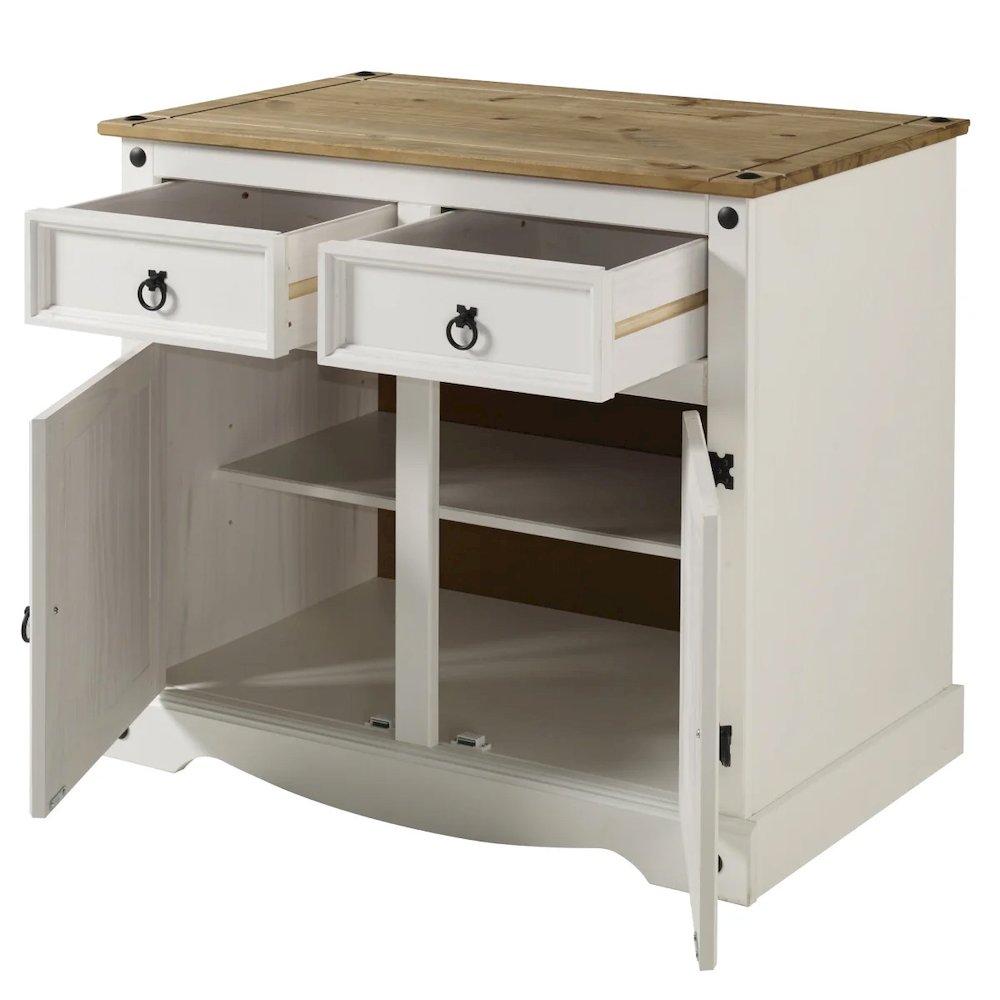Wood Buffet Sideboard in Distressed White. Picture 6