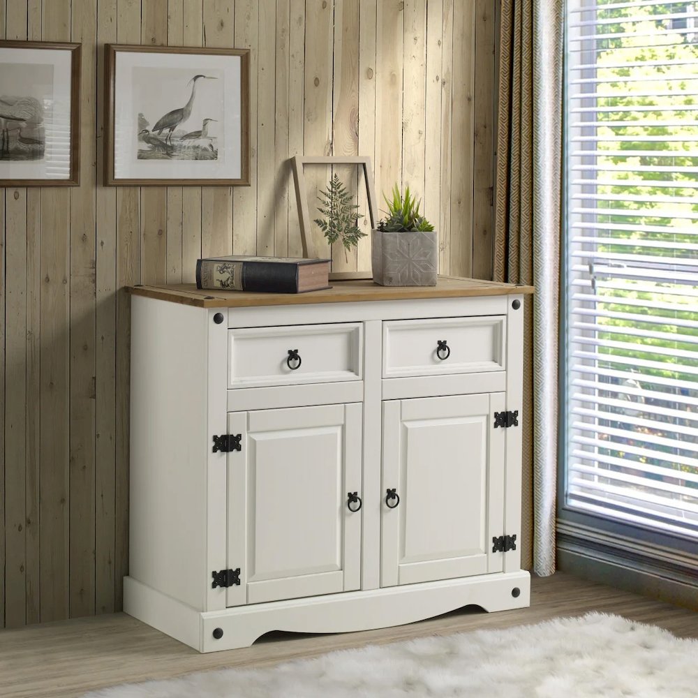 Wood Buffet Sideboard in Distressed White. Picture 8