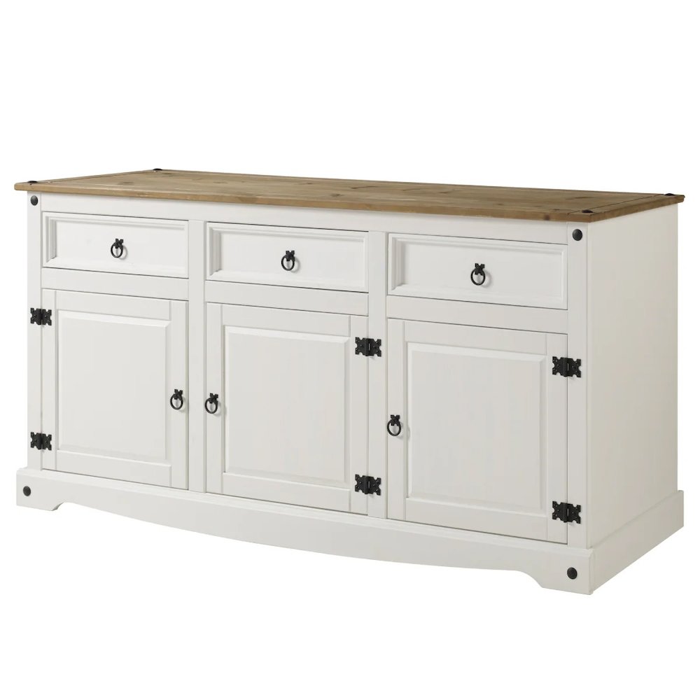 Wood Buffet Sideboard in Distressed White. Picture 2