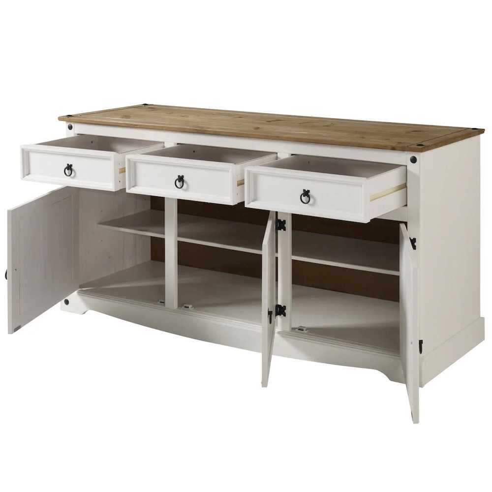 Wood Buffet Sideboard in Distressed White. Picture 8