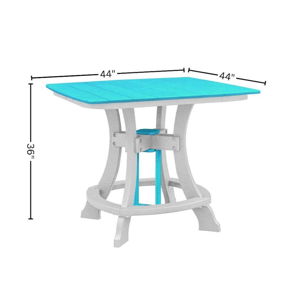 Square Counter Height Dining Set, 5-Piece, All-Weather HDPE Furniture, Blue. Picture 9