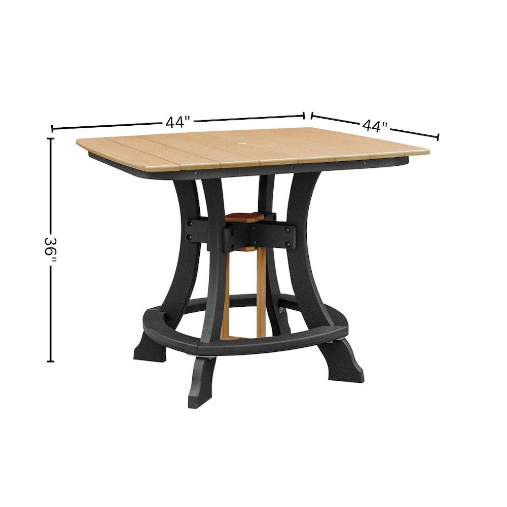 Square Counter Height Patio Set, 5-Piece, HDPE All-Weather Furniture, Brown. Picture 10
