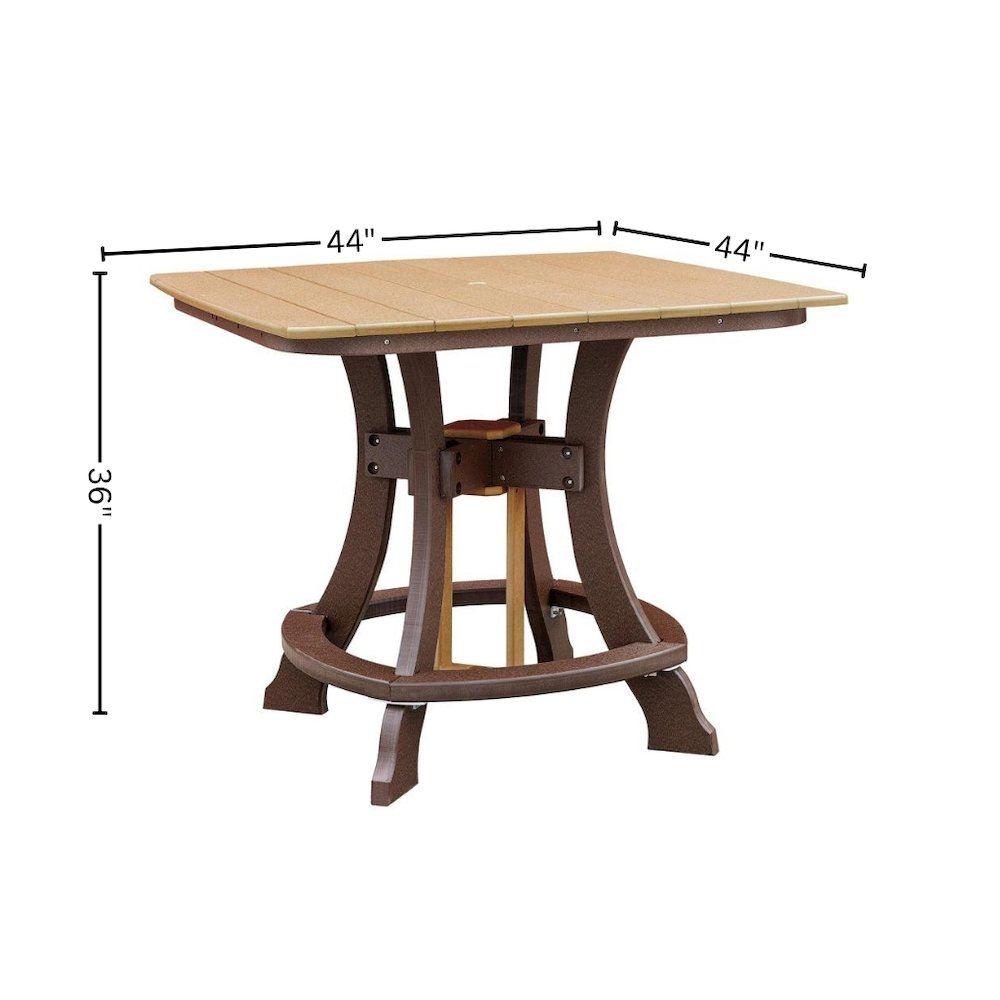 Square Counter Height Dining Set, 5-Piece, Brown HDPE, Patio Table, Foot Rest. Picture 10